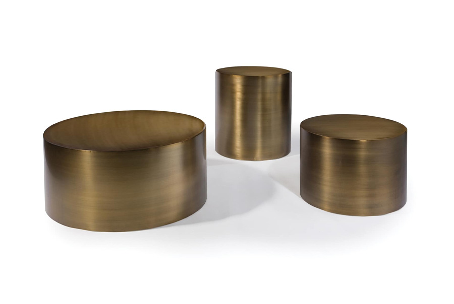 brushed bronze drum table