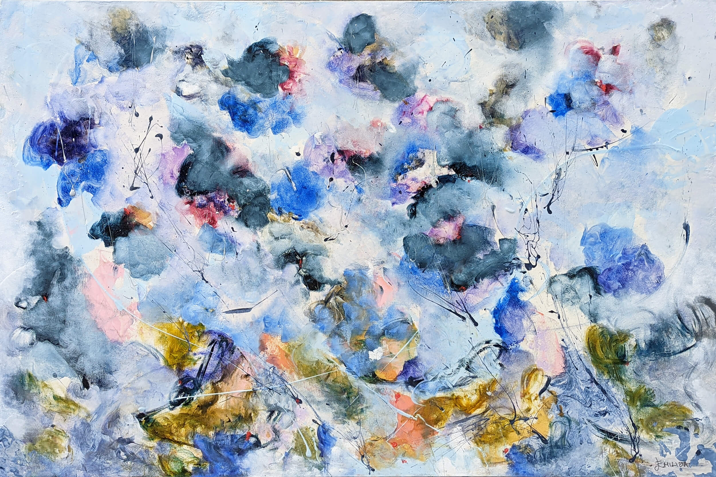 Blue Floral - 40"H x 60"W