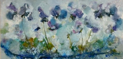 Blue Purple Floral - 30"H x 60"W